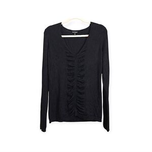 Express Black Rayon V Neck Sweater Ruched Center Size Medium
